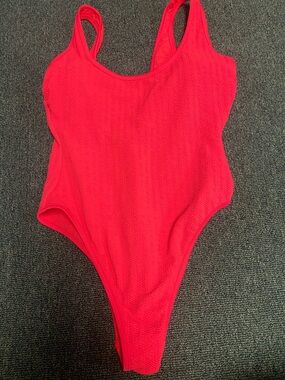 No Boundaries Red Textured One-Piece Swimsuit